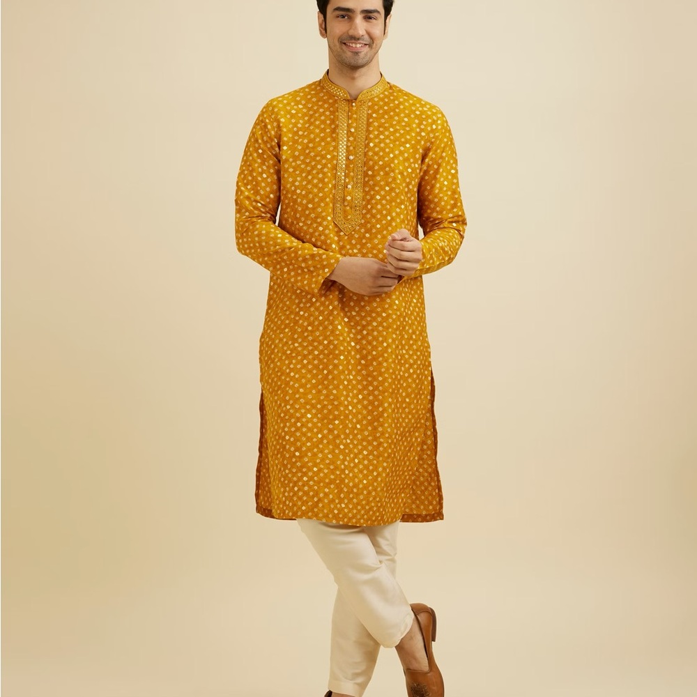 Kurta Mustard Yellow with Mirror Work Size Large